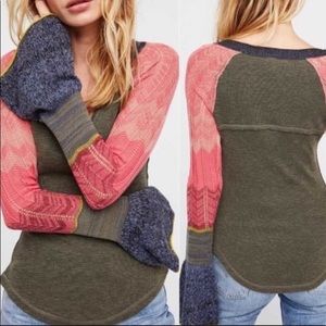 Free People Bell Sleeve V Neck Top